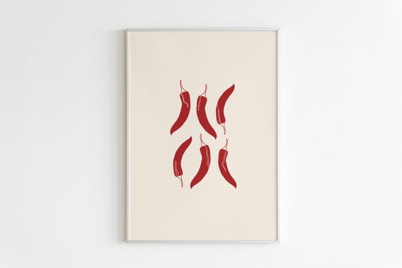 Chili Peppers Print Chili Wall Art Red Hot Chili Pepper Art Print Vegetable Wall Art Food Poster Kitchen Decor