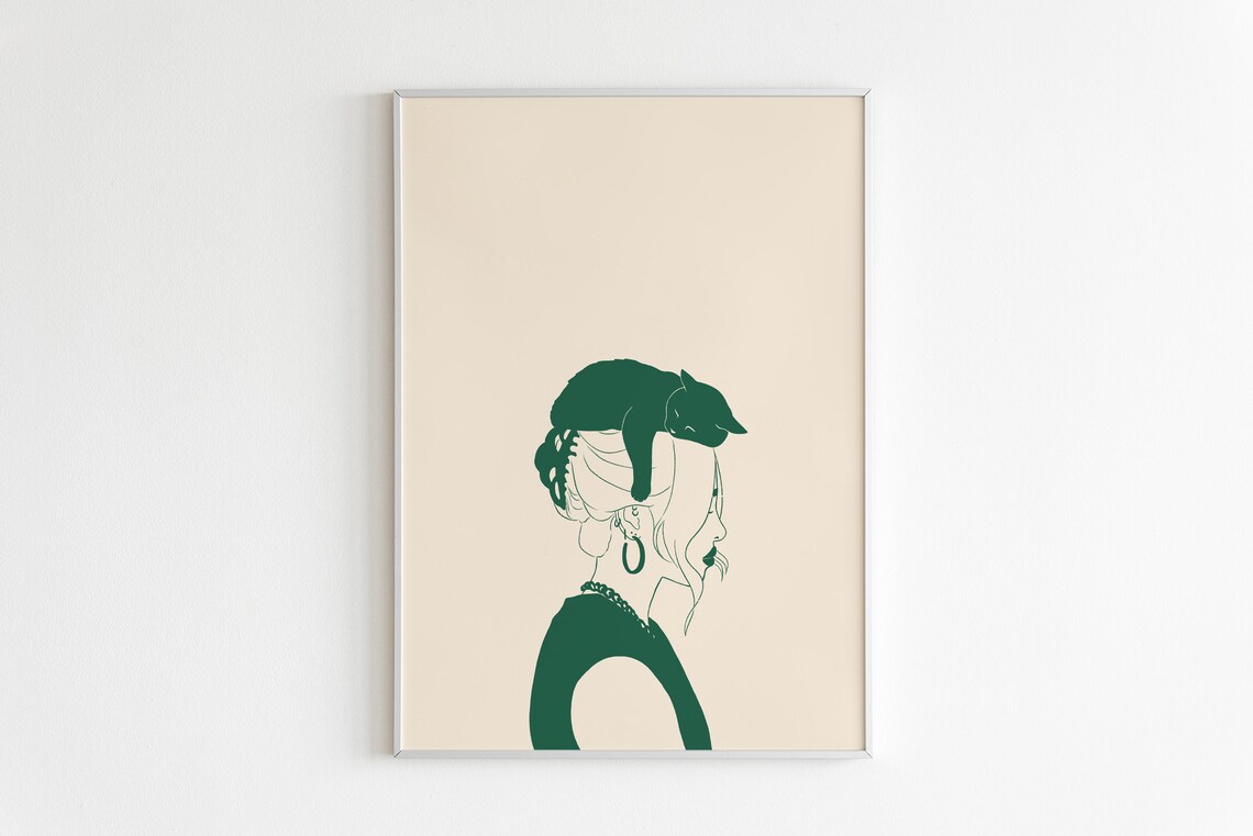 Cat Lady Minimal Art Print, Cat Lover Gift - Image 4