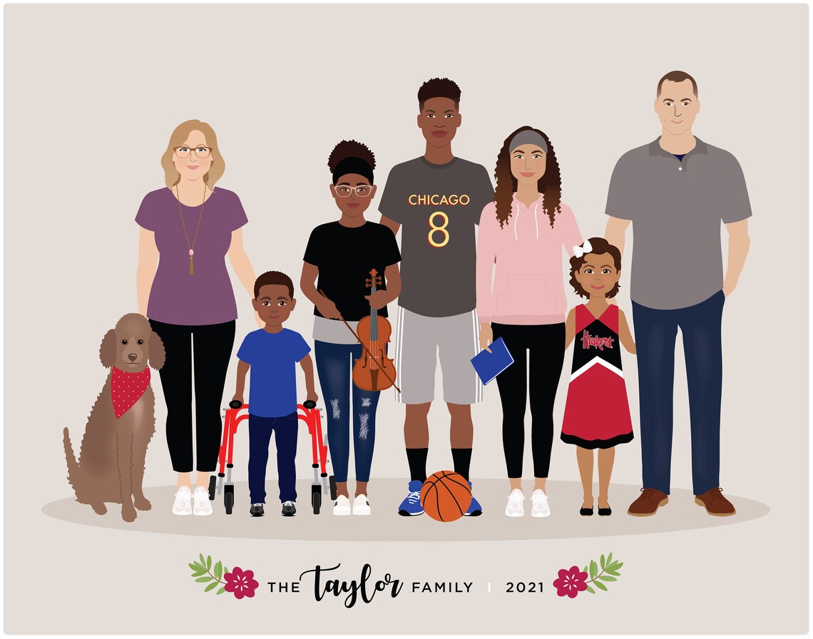 Custom Family Portrait, Personalized Art Print - Image 3