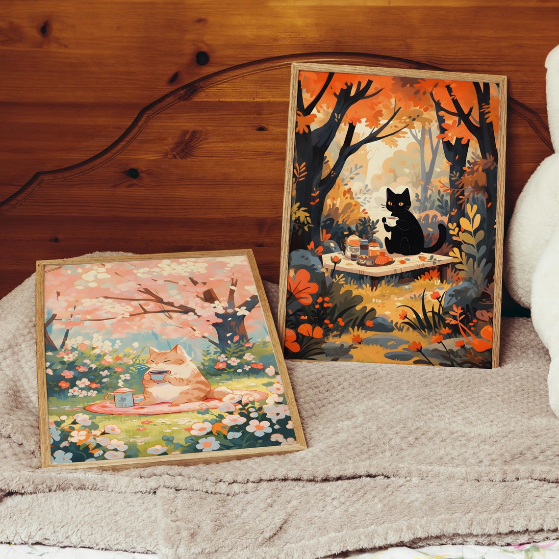Autumn Black Cat Poster Of Autumn Forest Painting Of Halloween Gifts Print Of Lovely Cat Birthday Gifts Of Maple Leafs Wall Art Of Cats - Image 3