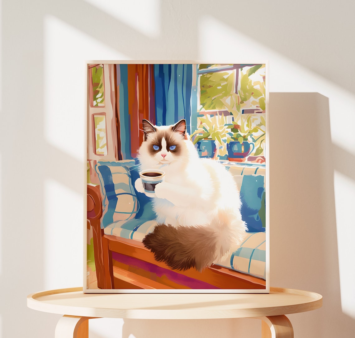 Ragdoll Cat Coffee Wall Art Poster Print