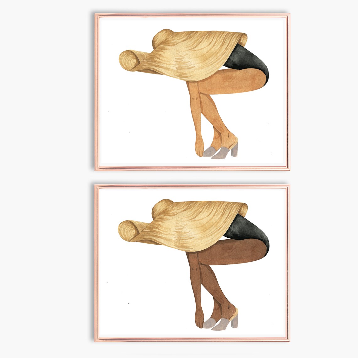 Custom Skin Tone Fashion Art Print, Floppy Hat Lady - Image 4