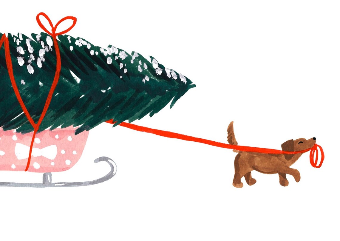 Furry Helper Holiday Christmas Art Print - Image 2
