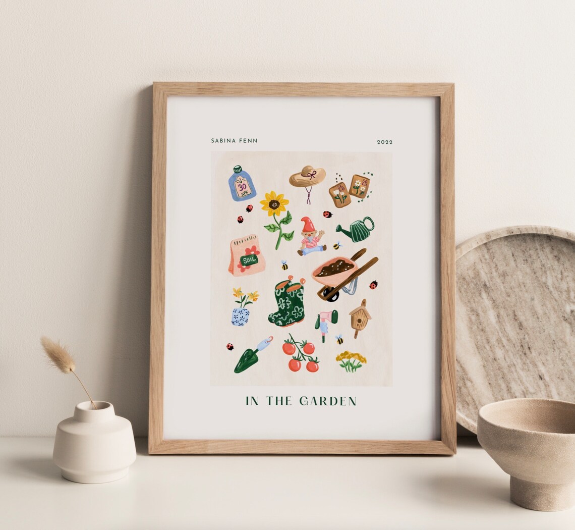 In The Garden Gnome Illustration Art Print - Image 2