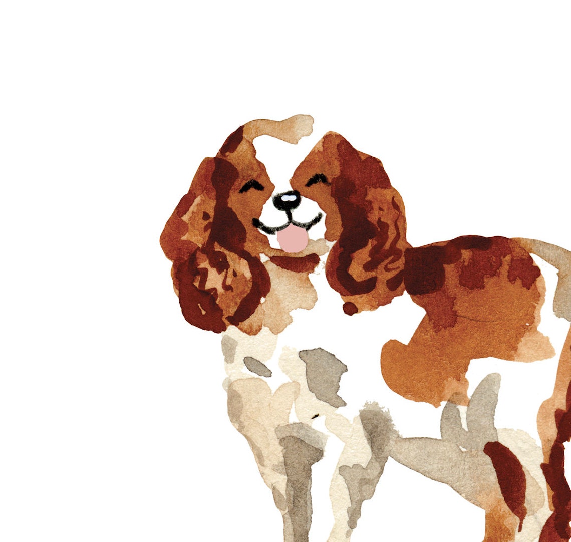 Cavalier King Charles Spaniel Personalized Name Watercolor Pet Poster - Image 2