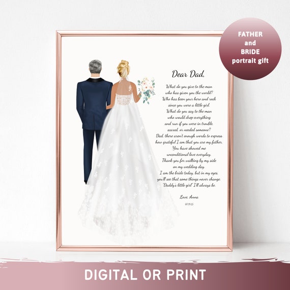 Father Of The Bride Dear Dad Thank You For Walking By Me Poster