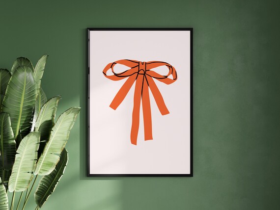 Orange Ribbon Bow Coquette Preppy Chic Minimalist Art Poster