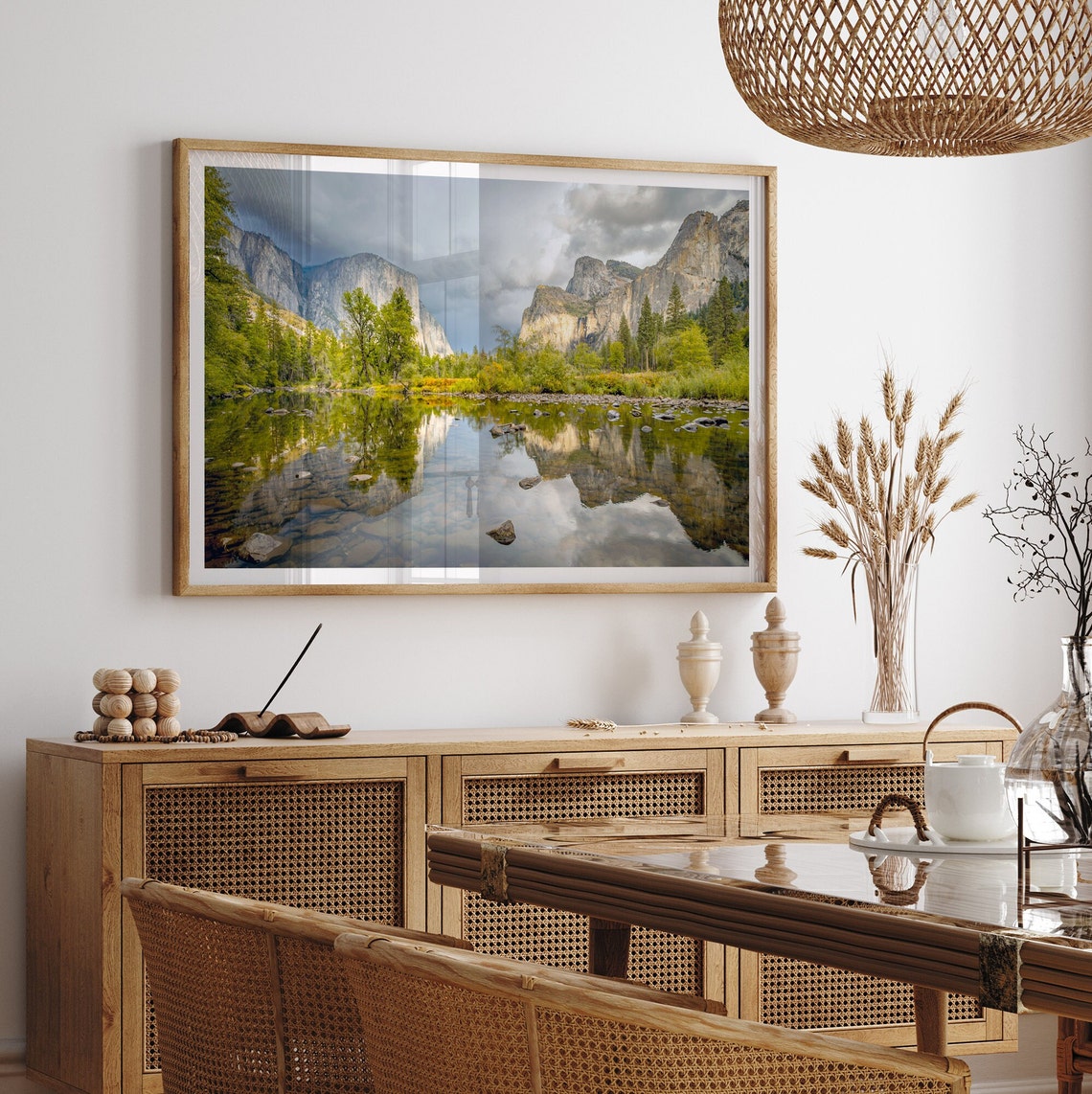 Yosemite Valley Granite Cliffs River Reflection Storm Clouds Poster - Image 4