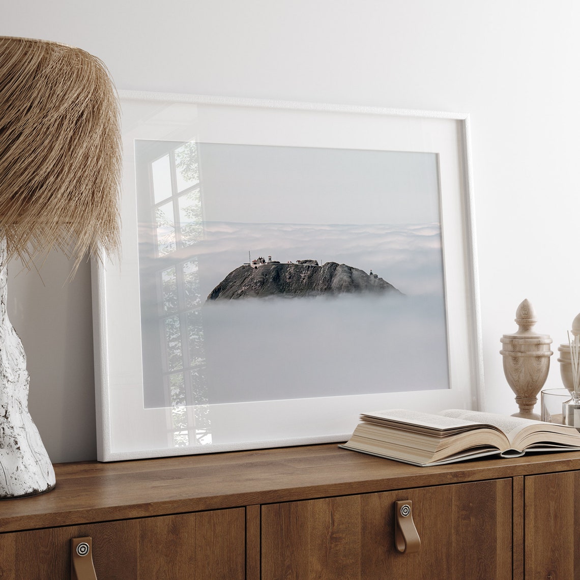 Alpine Mountain Peak Rising Above Sea Of Clouds Minimalist Poster - Image 2