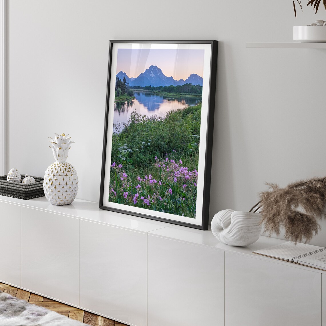 Grand Teton Mountain Flowers Nature Landscape Print - Image 4