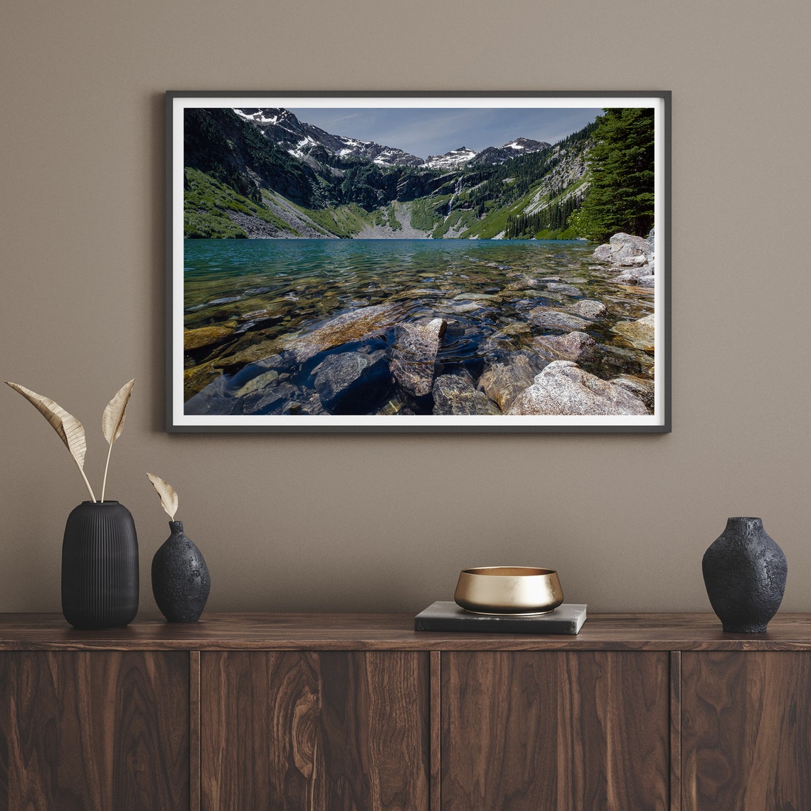 Alpine Lake Crystal Clear Water Snow Capped Peaks Mountain Poster - Image 3