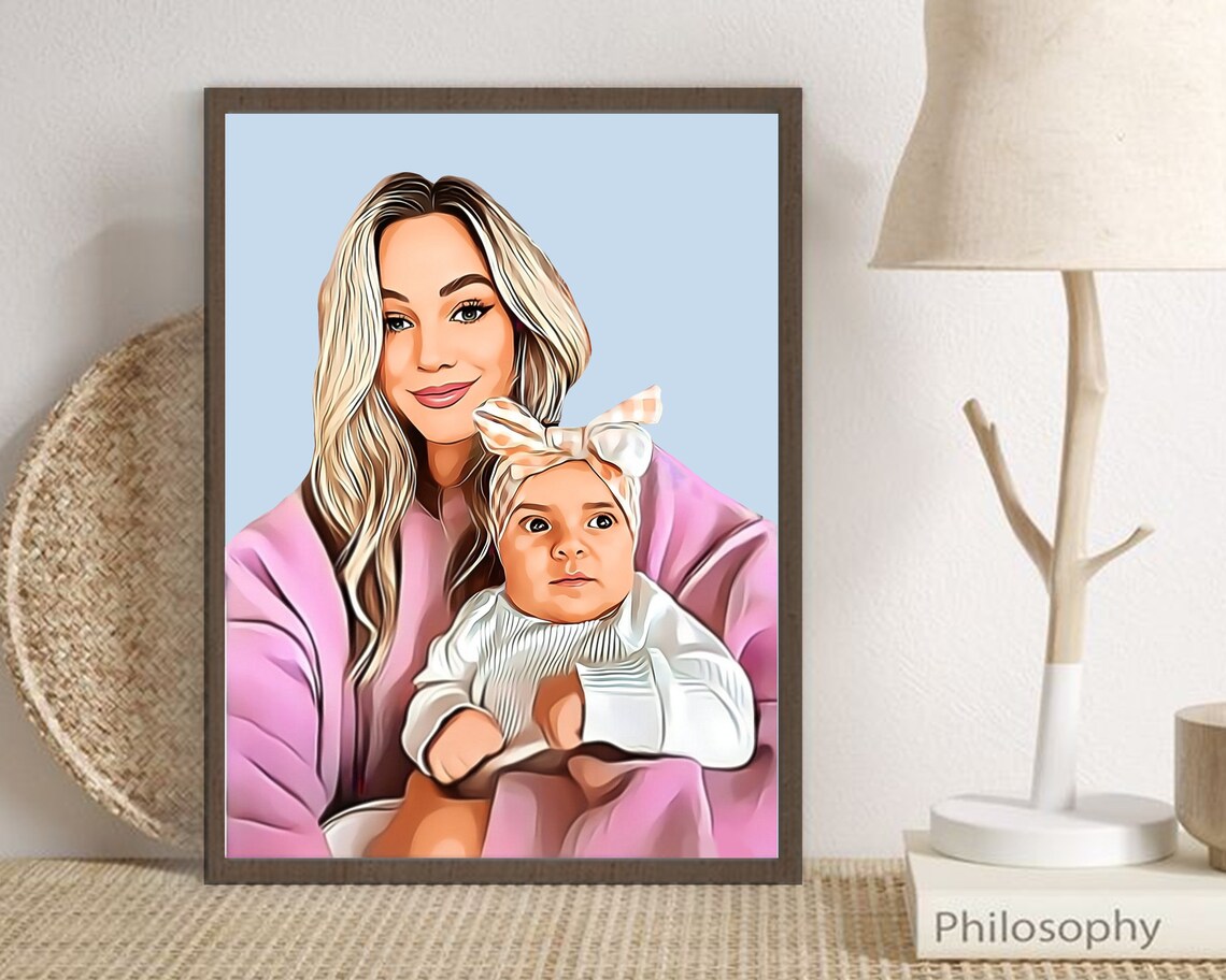 Young Mother and Baby Embrace Cartoon Pop Art Motherhood Poster - Image 5