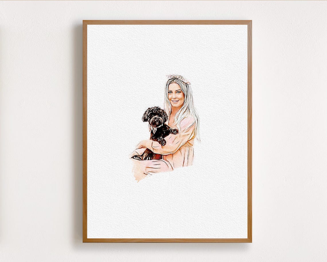 Bride and Bridesmaid Bouquet Wedding Watercolor Portrait Poster - Image 6