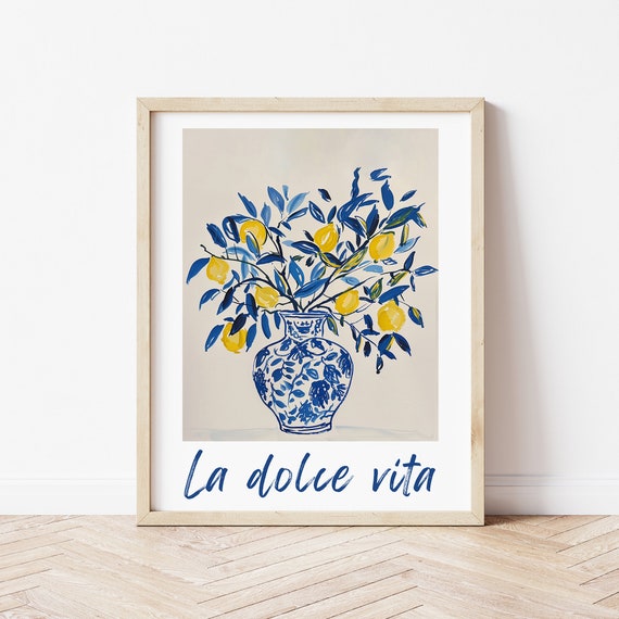 Summer Lemon Poster Print La Dolce Vita Amalfi Coast Kitchen Tree Wall Art Prints