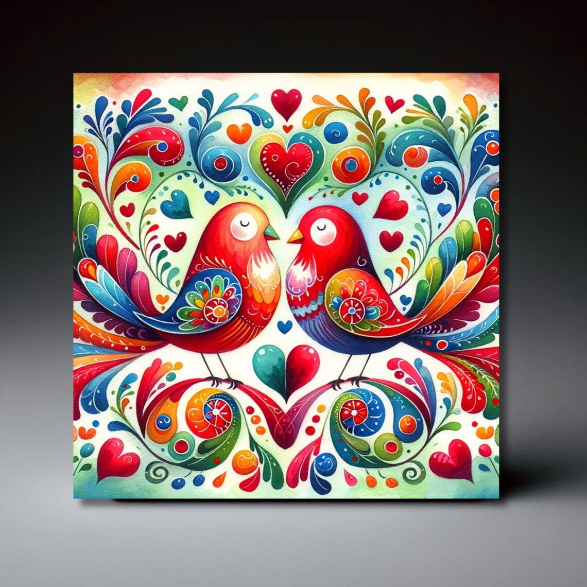 Folk Art Love Birds Decorative Ceramic Tile Home Decor