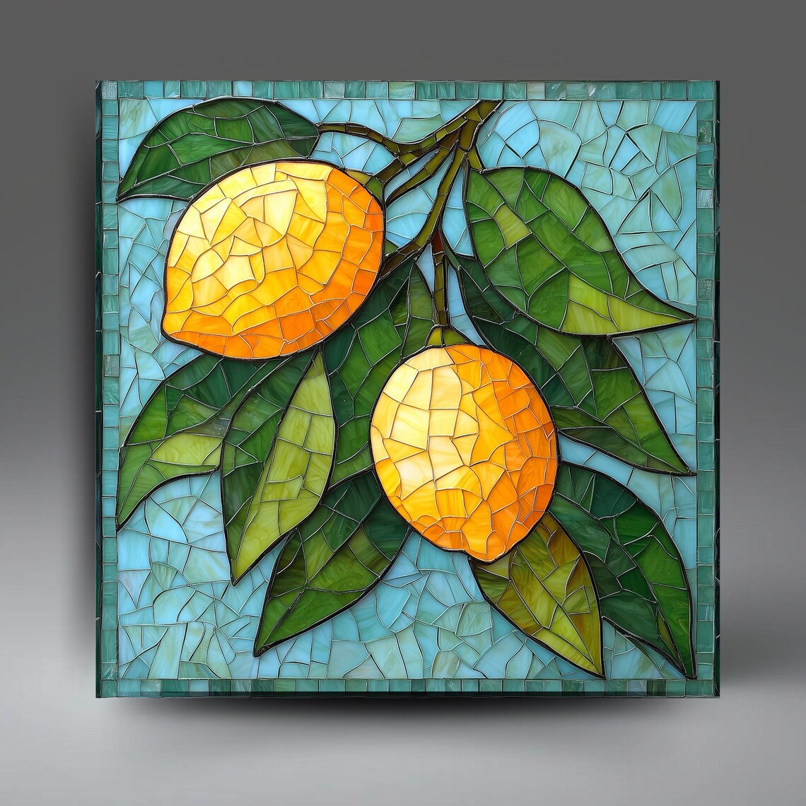 Mosaic Look Lemons Kitchen Decor Art Print