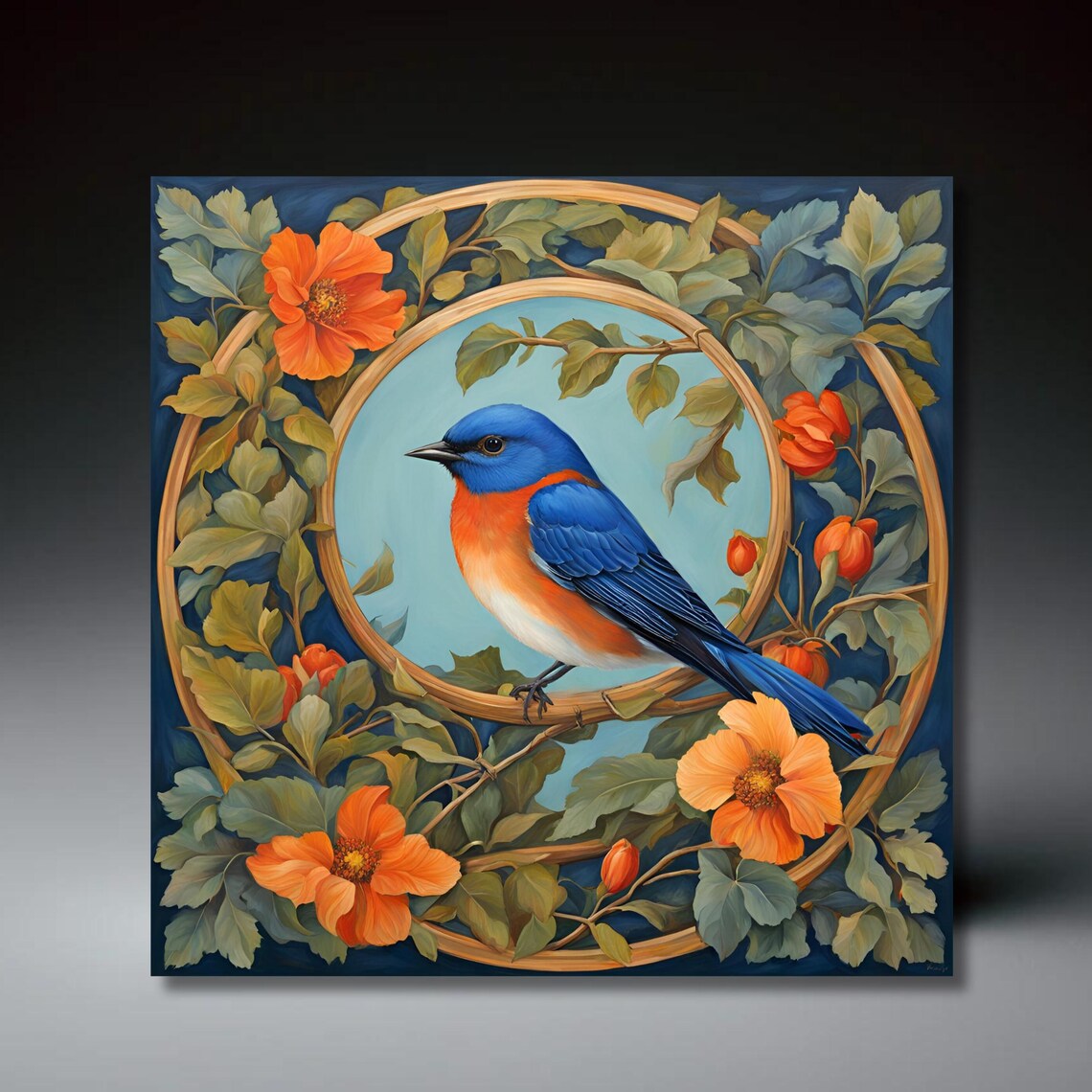 William Morris Inspired Eastern Bluebird Art Print