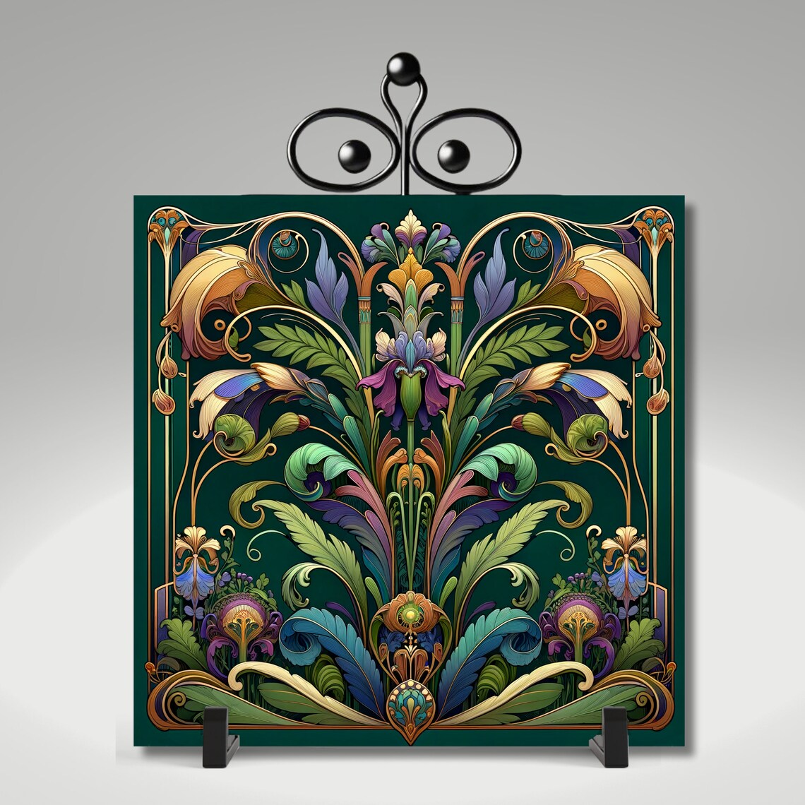 Art Nouveau Ceramic Tile, Vintage-Inspired Wall Art - Image 5