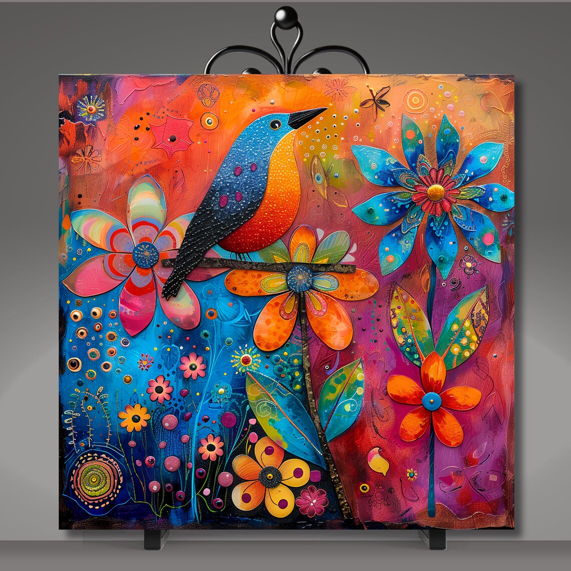 Songbird Folk Art Expressionism Wildlife Art Print - Image 5