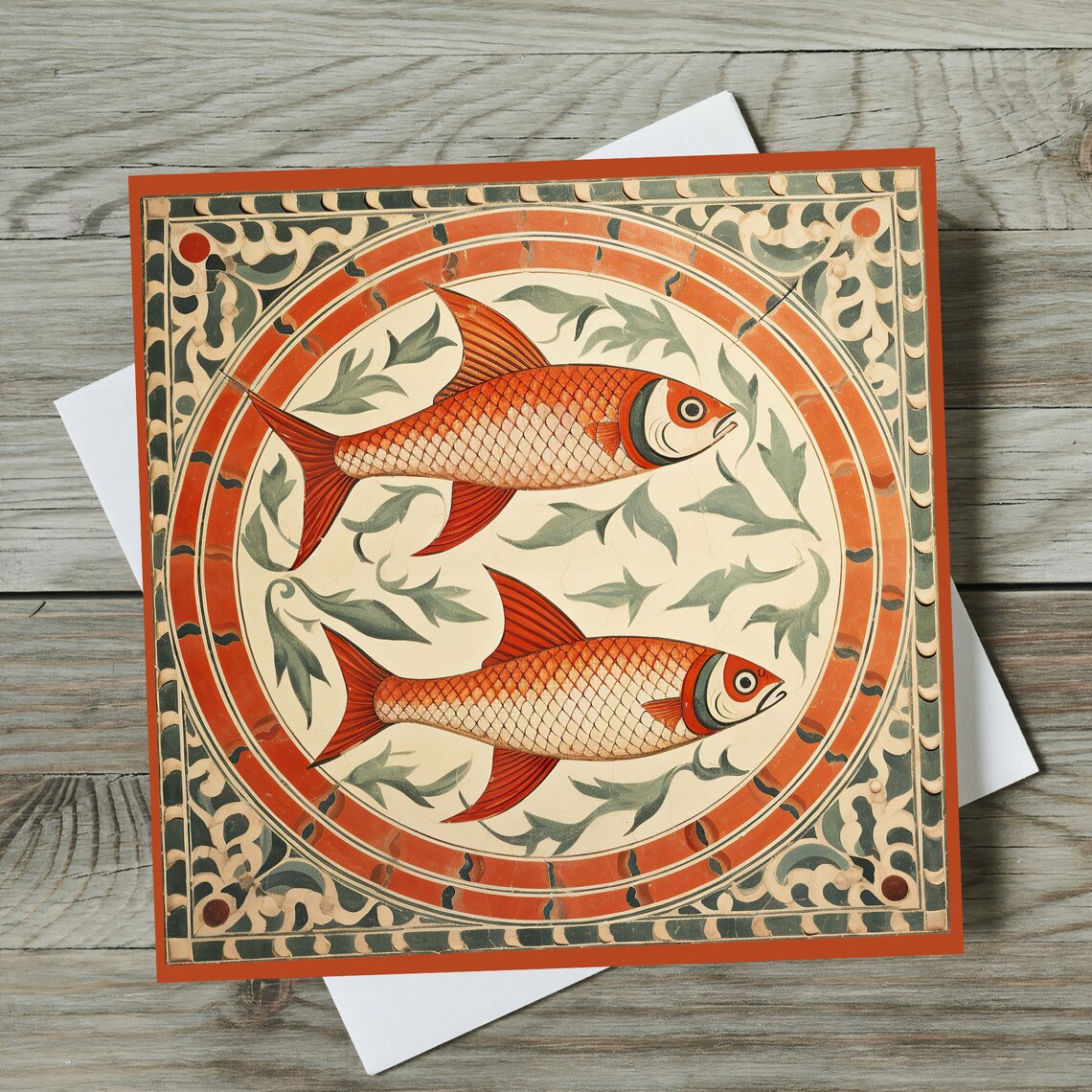 Deruta Style Fish Tile, Italian Mediterranean Art Print - Image 2