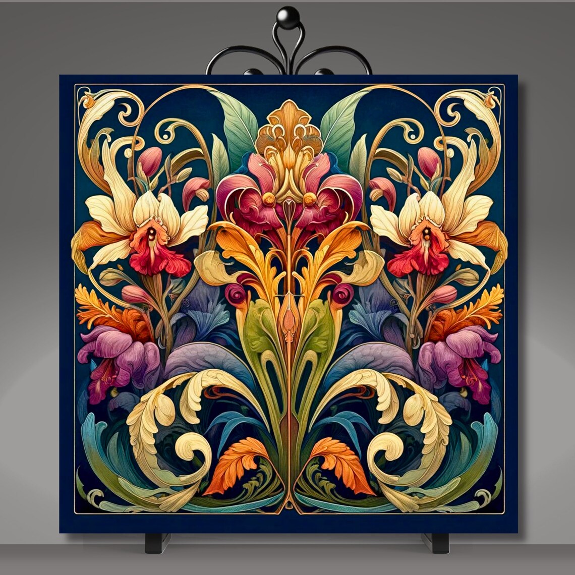 Art Nouveau Ceramic Tile Art Print, Vintage Accent - Image 5