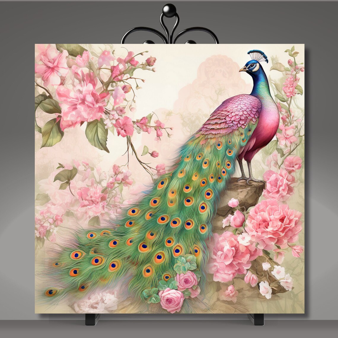 Art Nouveau Peacock, Pink Eastern Wall Art Print - Image 5