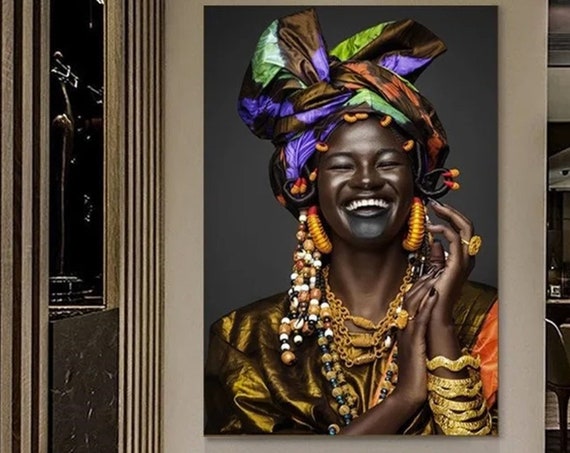 African Woman Wall Art Canvas Printafrican Home Decor Black Make Up