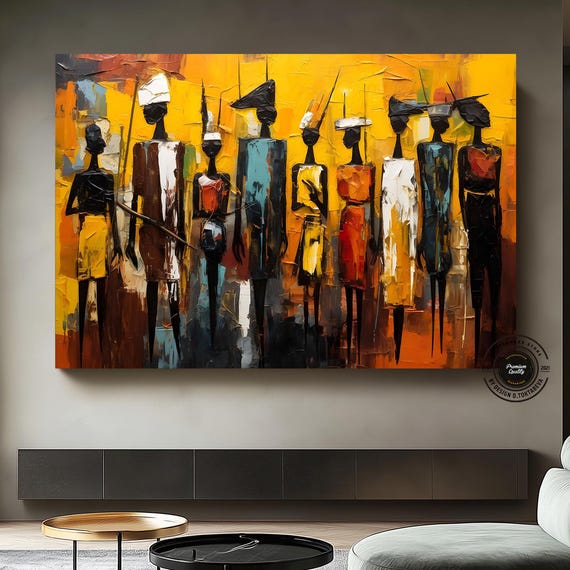 African Culture Wall Art Decor Local Women Abstract Canvas Gift
