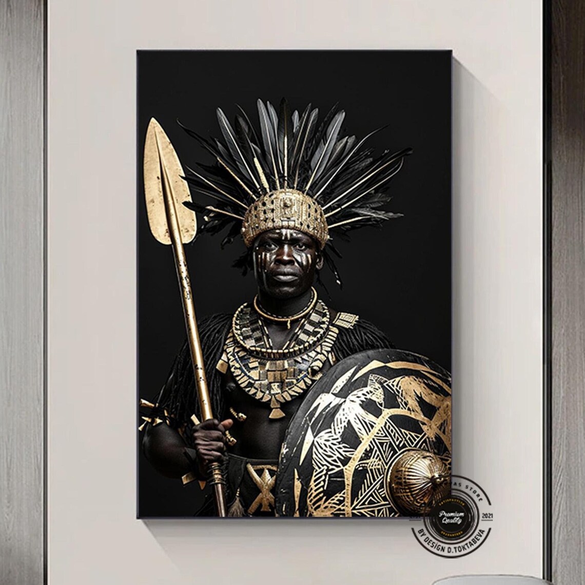 African Warrior With Spear and Shield Art Print
