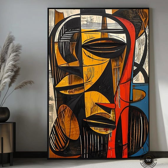 African Abstract Art Framed Poster Ethnic Wall Decor Home Culture Print