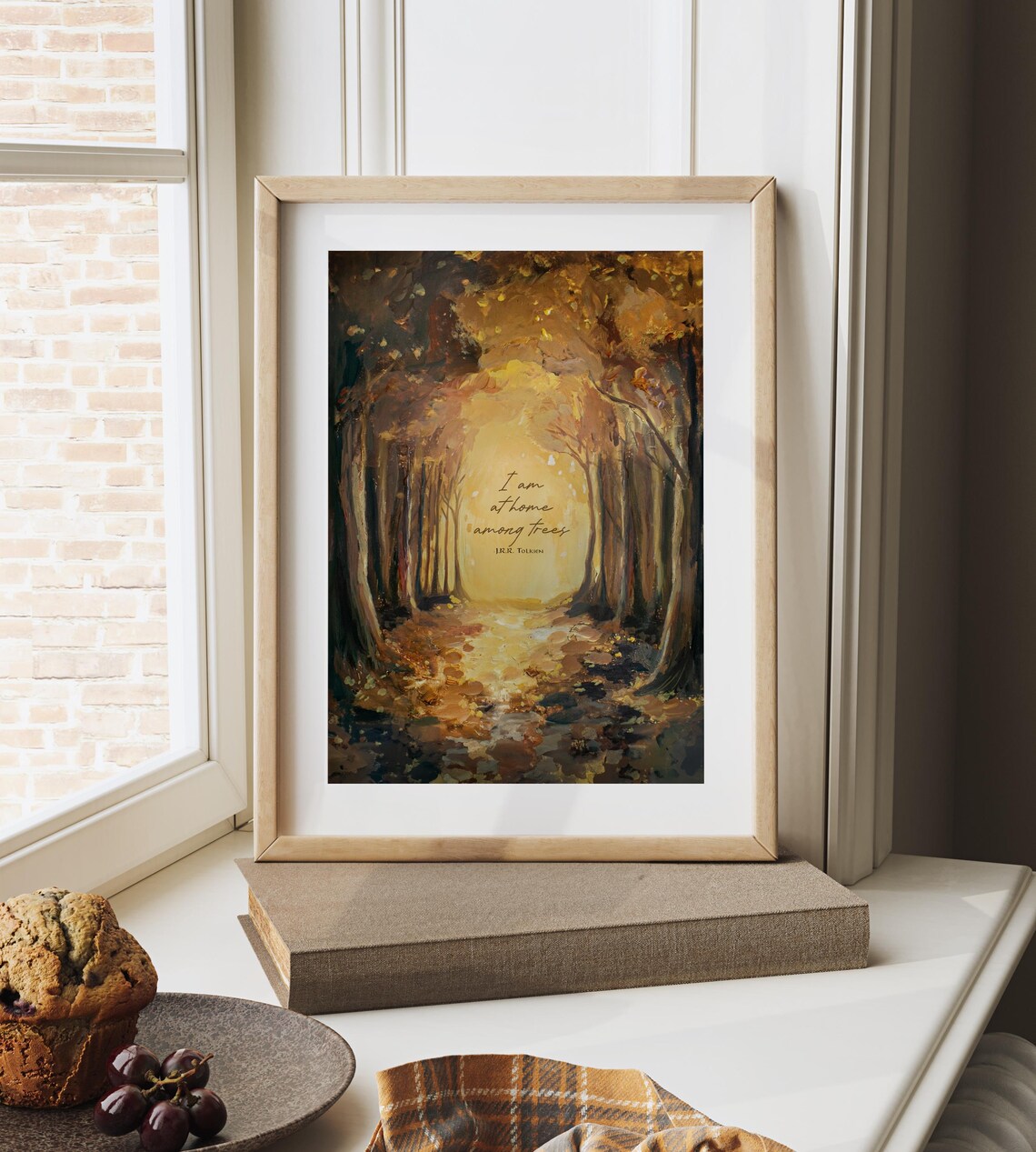 I Am At Home Among Trees JRR Tolkien Golden Autumn Forest Quote Poster - Image 3