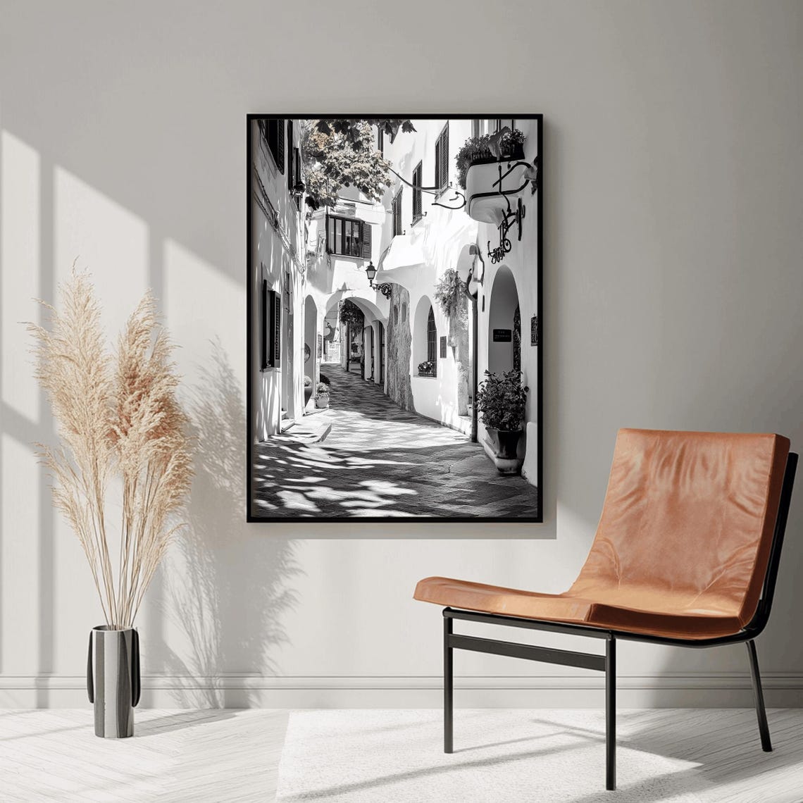 Italy Wall Art Black And White Italian Print Italian Landscape Print Mediterranean Travel Art Historic Italy Poster Architecture Photo - Image 3