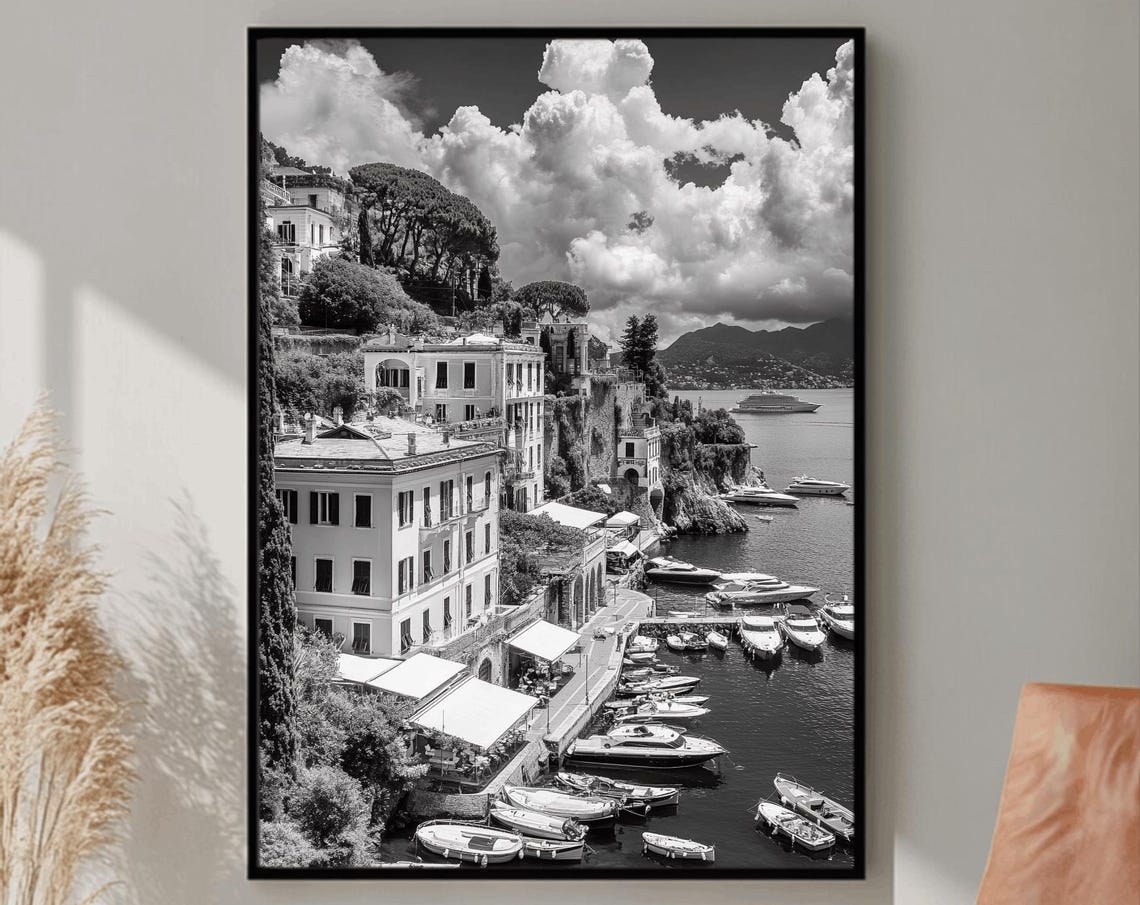 A Black And White Photo Of The Italian Landscape Italy Photography Mediterranean Wall Art Wall Art Travel Photography