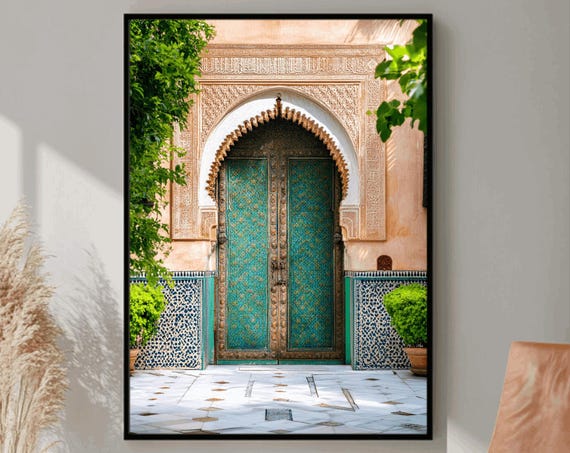 Moroccan Door Art Cultural Poster Riad Entrance Print Classic Door Design Cultural Heritage Art Historic Architecture