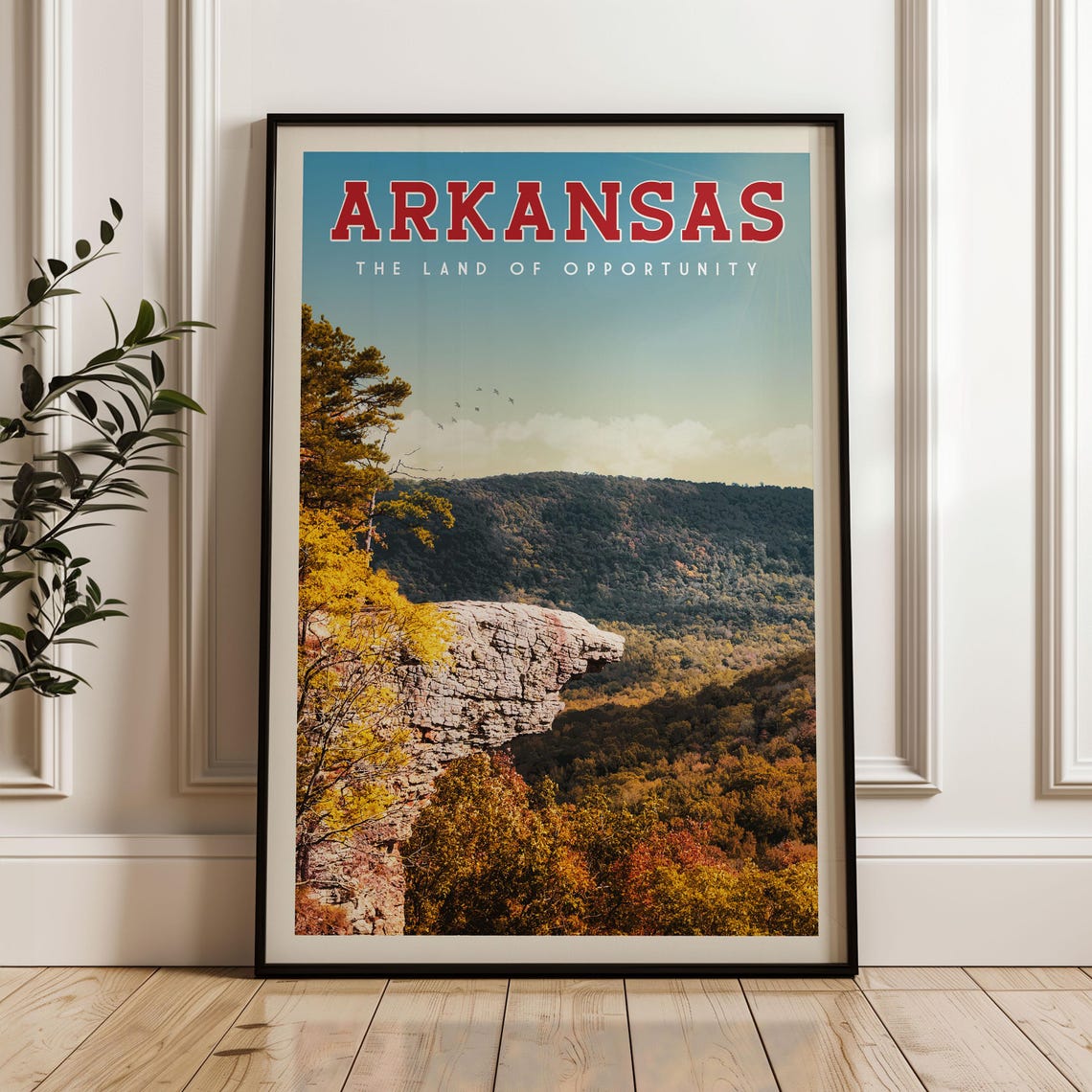 Arkansas Land Of Opportunity Autumn Cliff Overlook Travel Poster