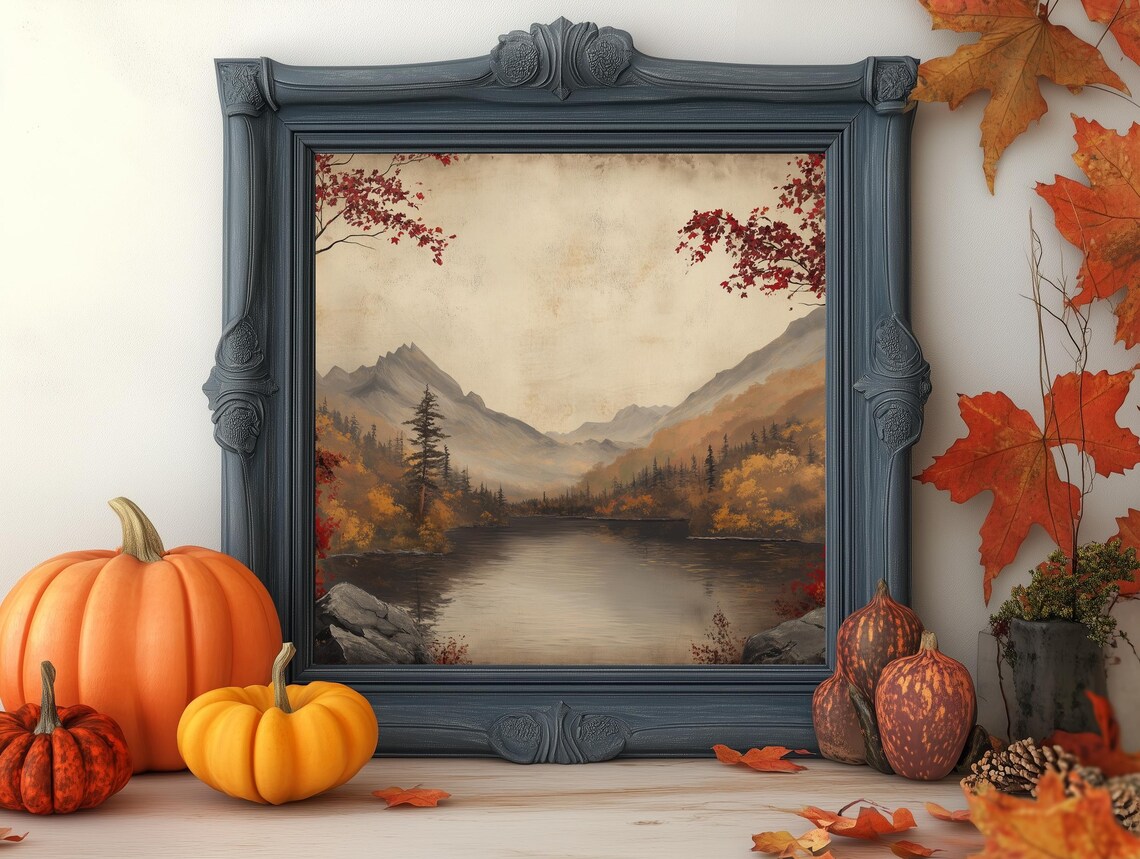 Vintage Autumn Landscape, Rustic Country Art Print - Image 3
