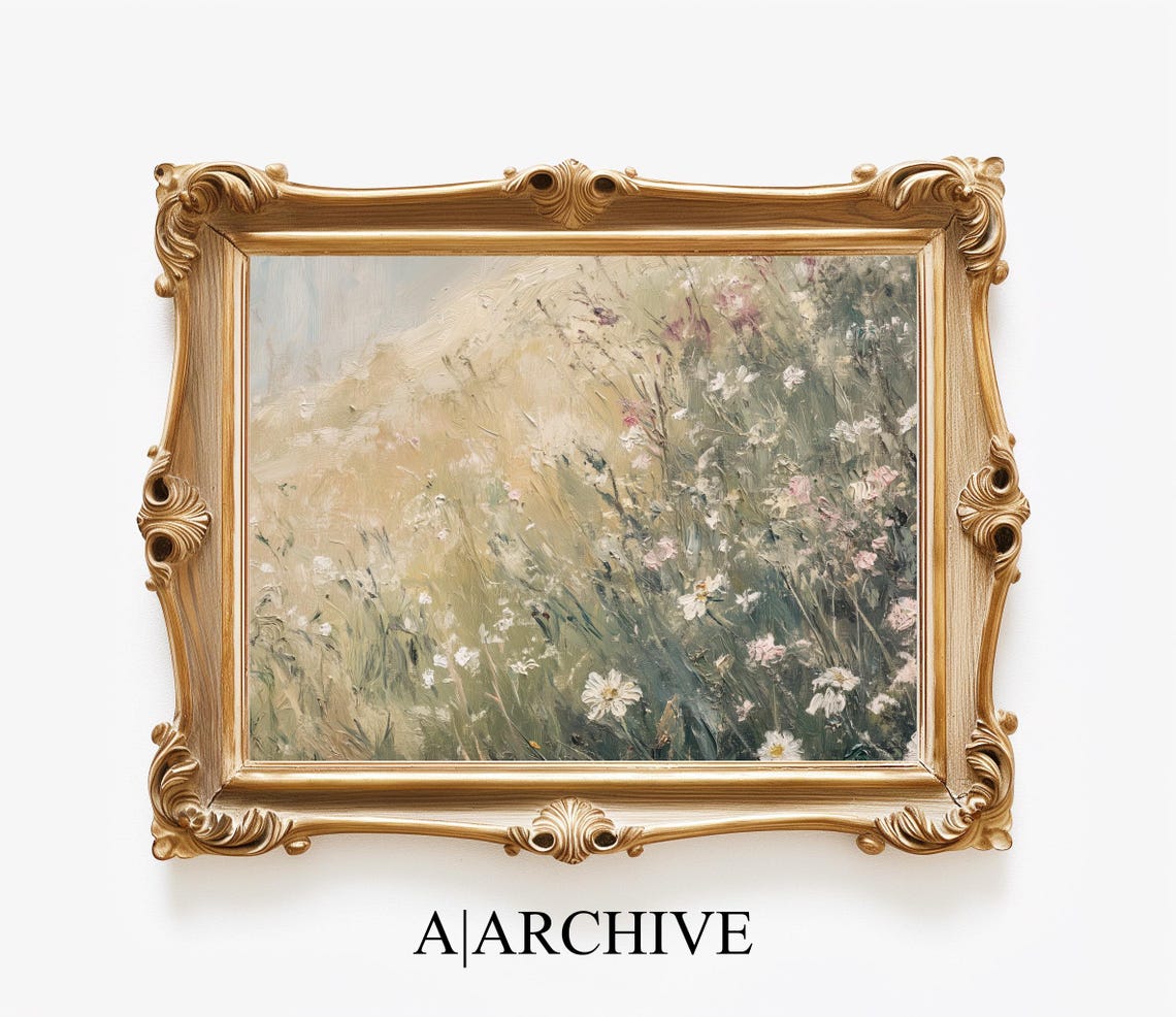Golden Field Wildflower Meadow White Daisies Rustic Art Poster - Image 4
