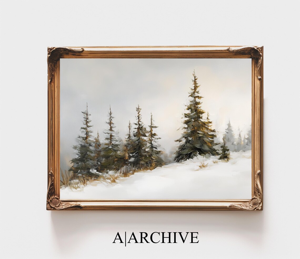 Winter Forest Path, Rustic Nordic Holiday Decor
