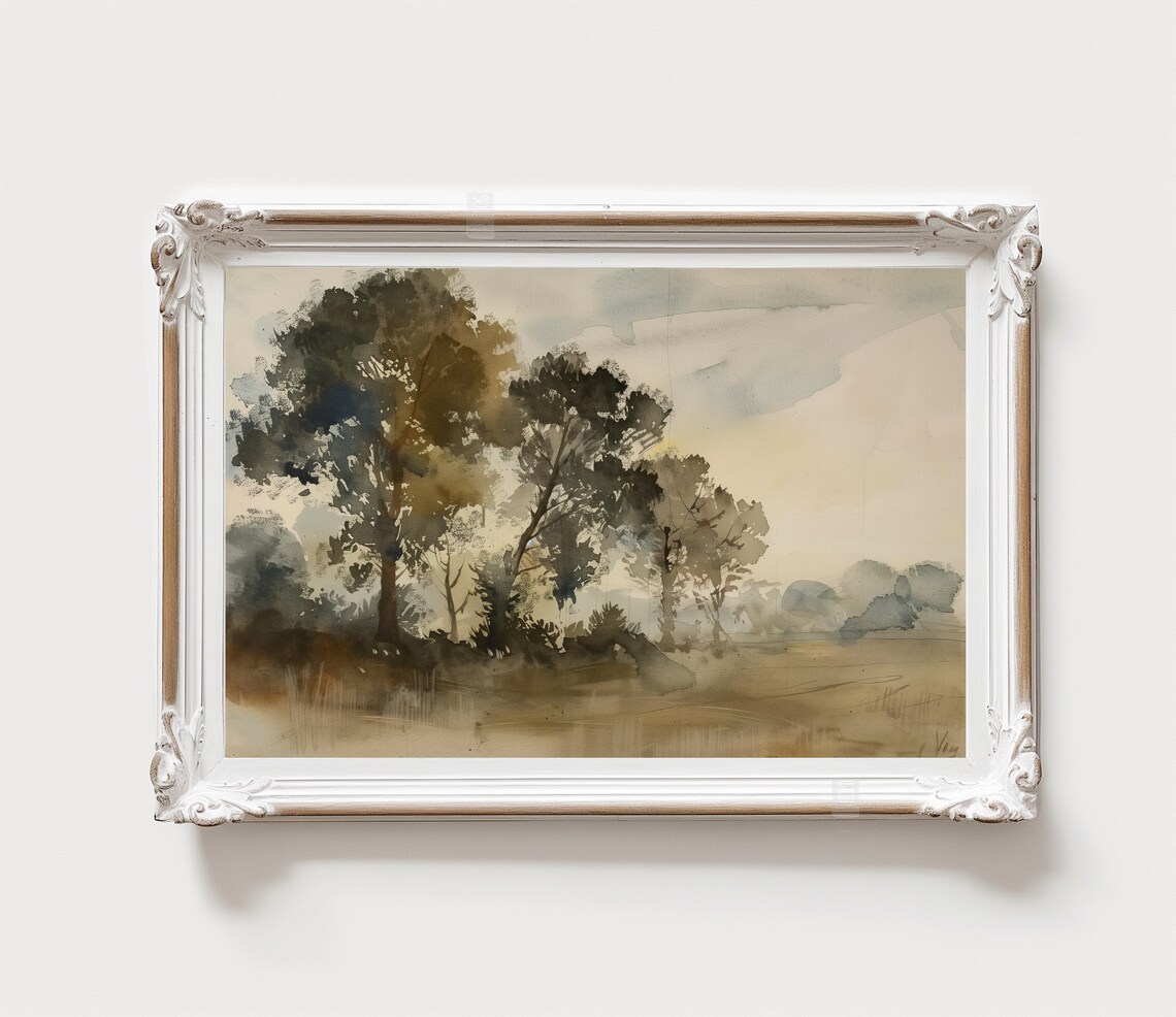 Antique Rustic Landscape, Vintage Wall Art