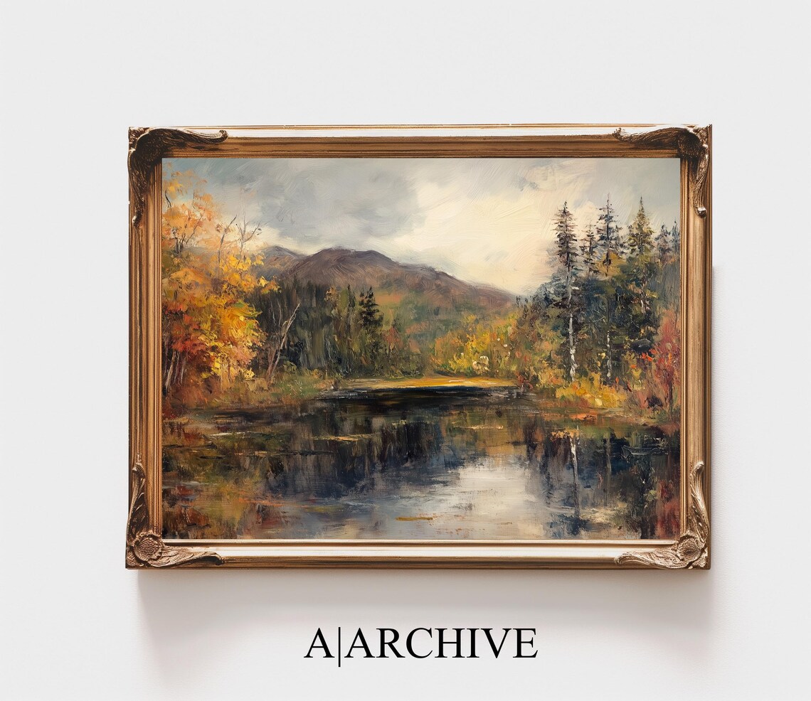 Autumn Mountain Lake Blue Reflection Bright Landscape Poster