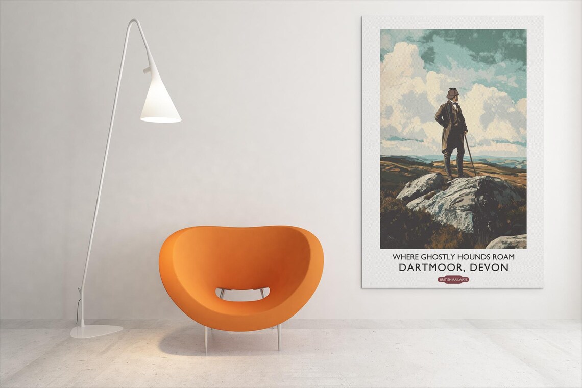 Dartmoor Devon Sherlock Holmes Ghostly Hound Moor Vintage Travel Poster - Image 2