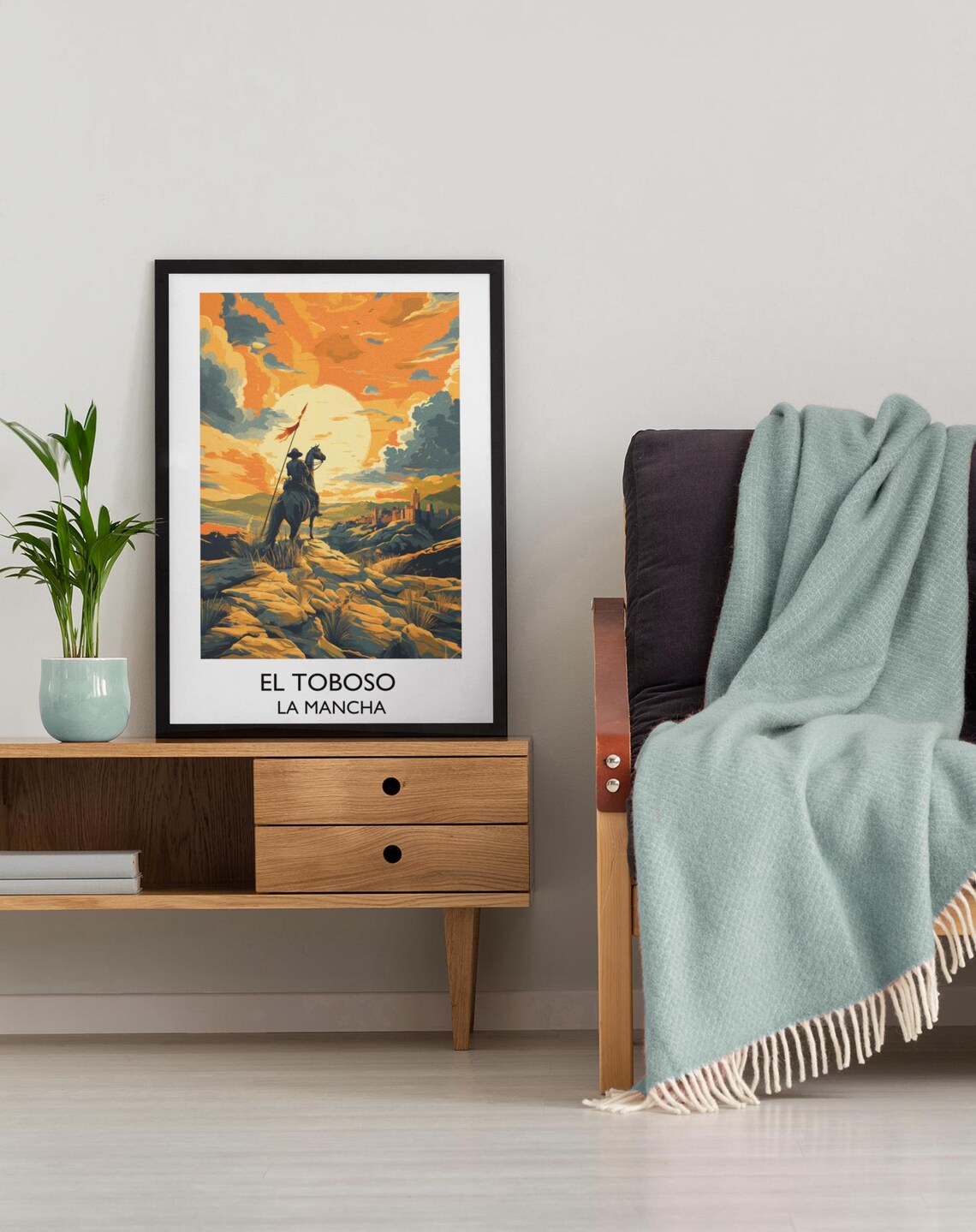 Don Quixote El Toboso La Mancha Knight Sunset Vintage Travel Poster - Image 3