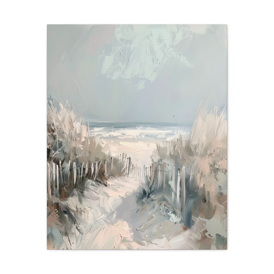 Pastel Beach Dunes Path Abstract Coastal Seascape Painting Poster - Image 3