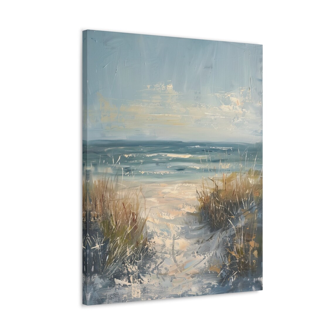 Sunny Coastal Beach Ocean Waves Dune Grass Blue Sky Seascape Poster - Image 3