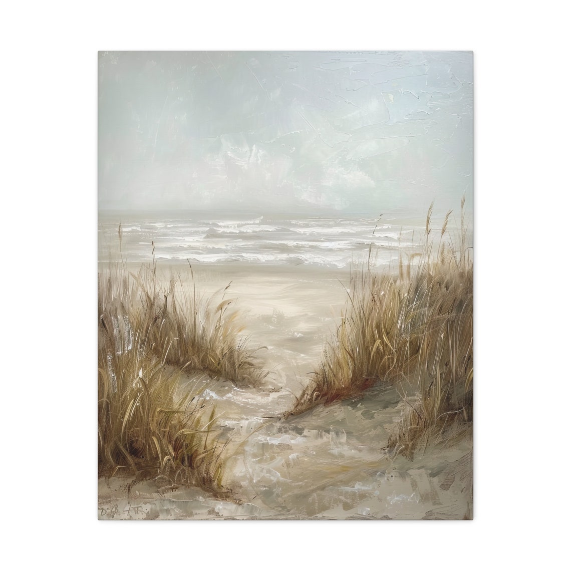 Beach Path Through Dunes and Seagrass in Soft Muted Tones Poster - Image 3