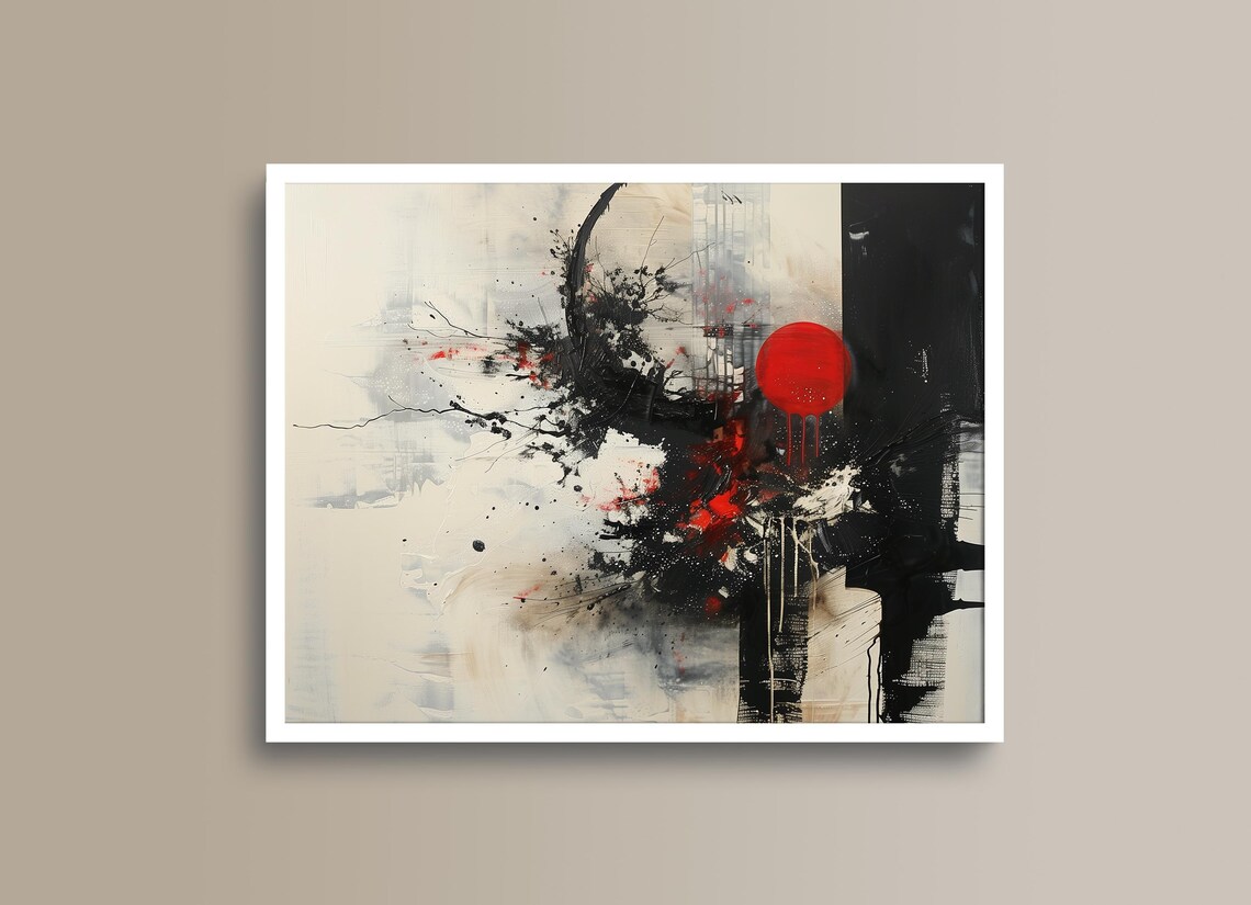 Japanese Abstract Ink Splash Art Print, Zen Minimalism - Image 2