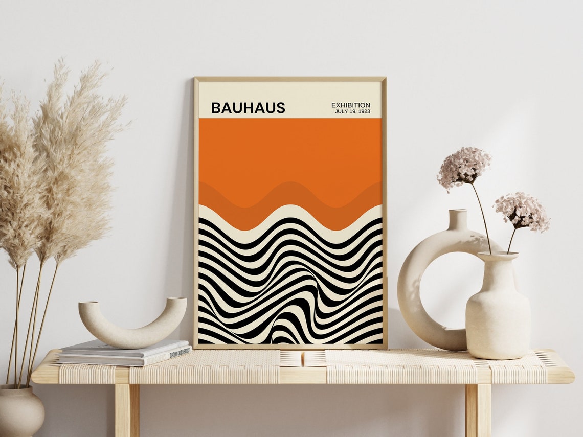 Bauhaus Exhibition July 19 1923 Orange Wavy Geometric Art Poster