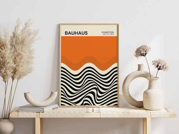 Bauhaus Print Bauhaus Exhibition Poster Bauhaus Orange Design 24x36 Wavy Poster Minimalist Wall Art Home Decor