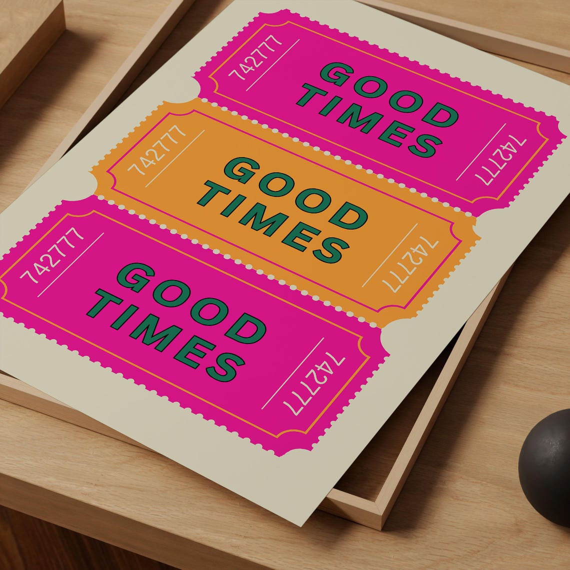 Good Times Pink Orange Ticket Stub Dopamine Pop Colorful Poster - Image 2