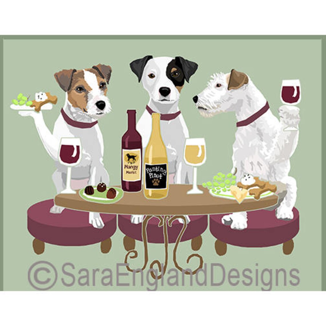 Parson Russell Terrier Wine Humor Art Print